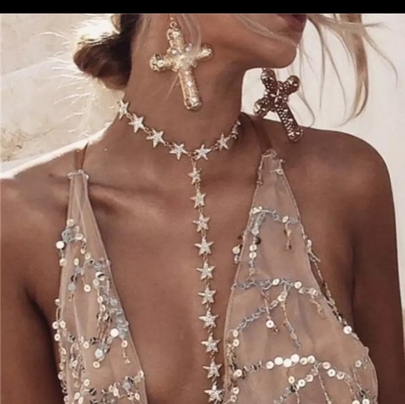 Showstopper Dress Nude tone with sequin backless - Picture 5 of 8